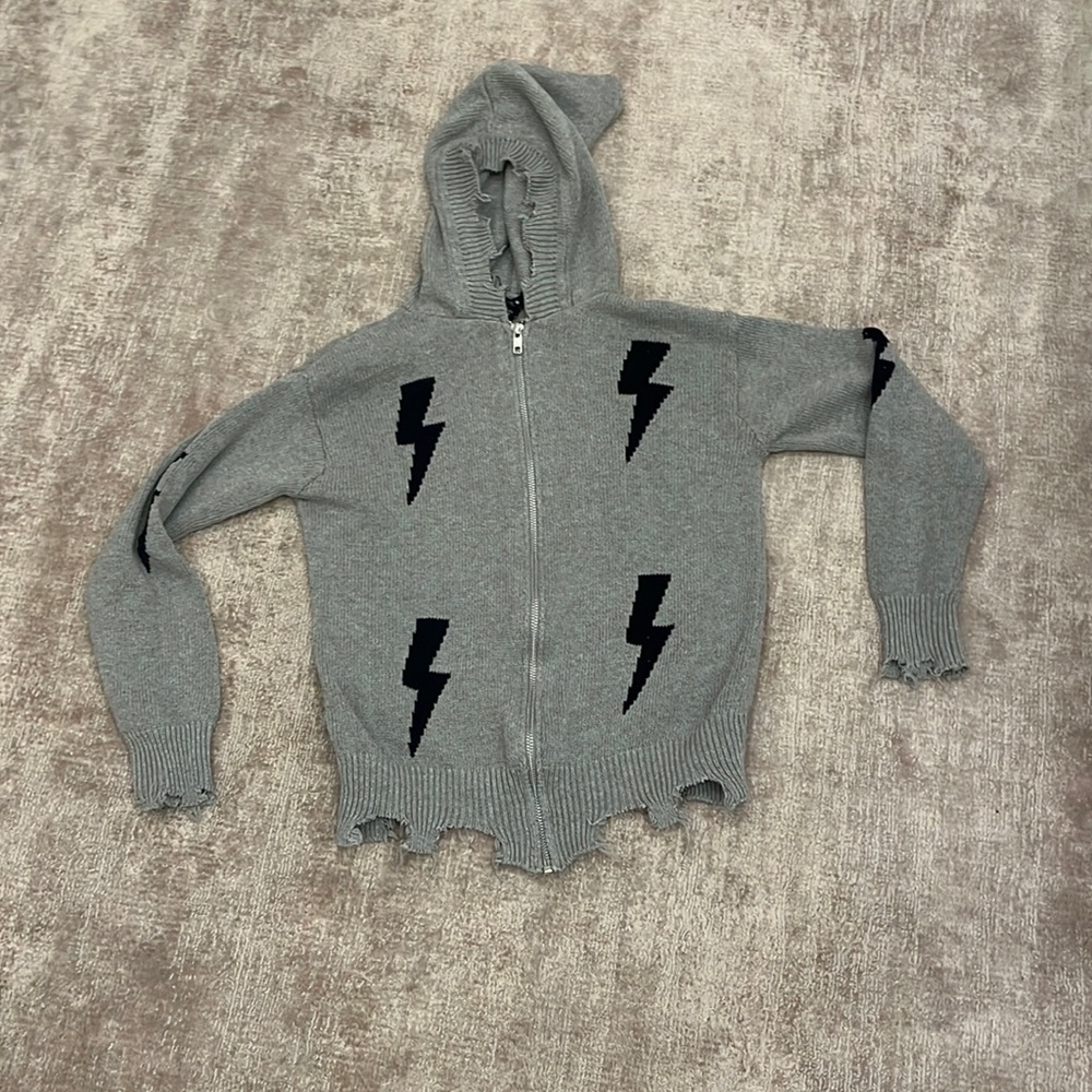 Flowers By Zoe lightning bolt zip sweater. Kids XL.